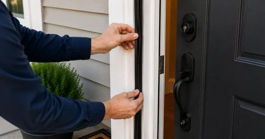 technician performing light test on door seal in Fort Erie