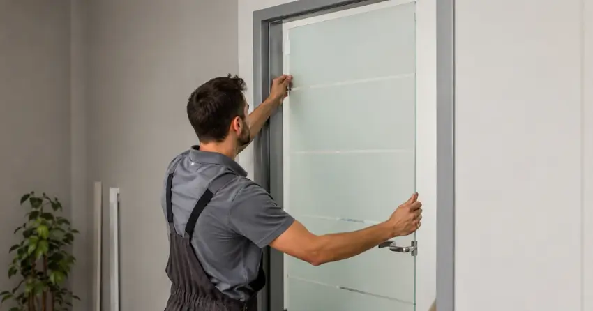 frosted glass interior door panel installation in Crystal Beach, Fort Erie