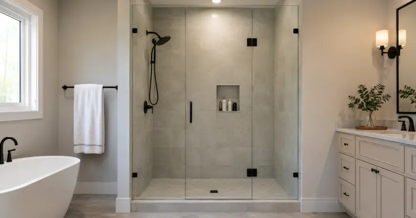 new frameless glass shower door installed in Bertie, Fort Erie
